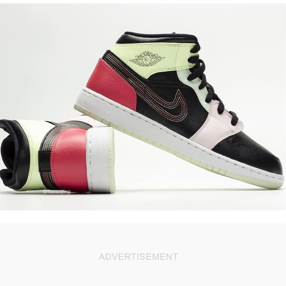 Nike AJ1 mid Glow-in-the-dark Size 1Y